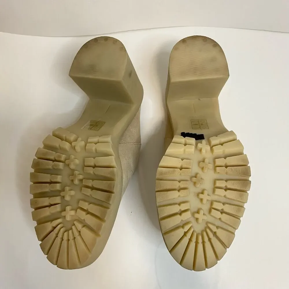 Dolce Vita Women's Clogs Mules Platform Heels Carry Suede Cream Size 9.5 Chunky‎